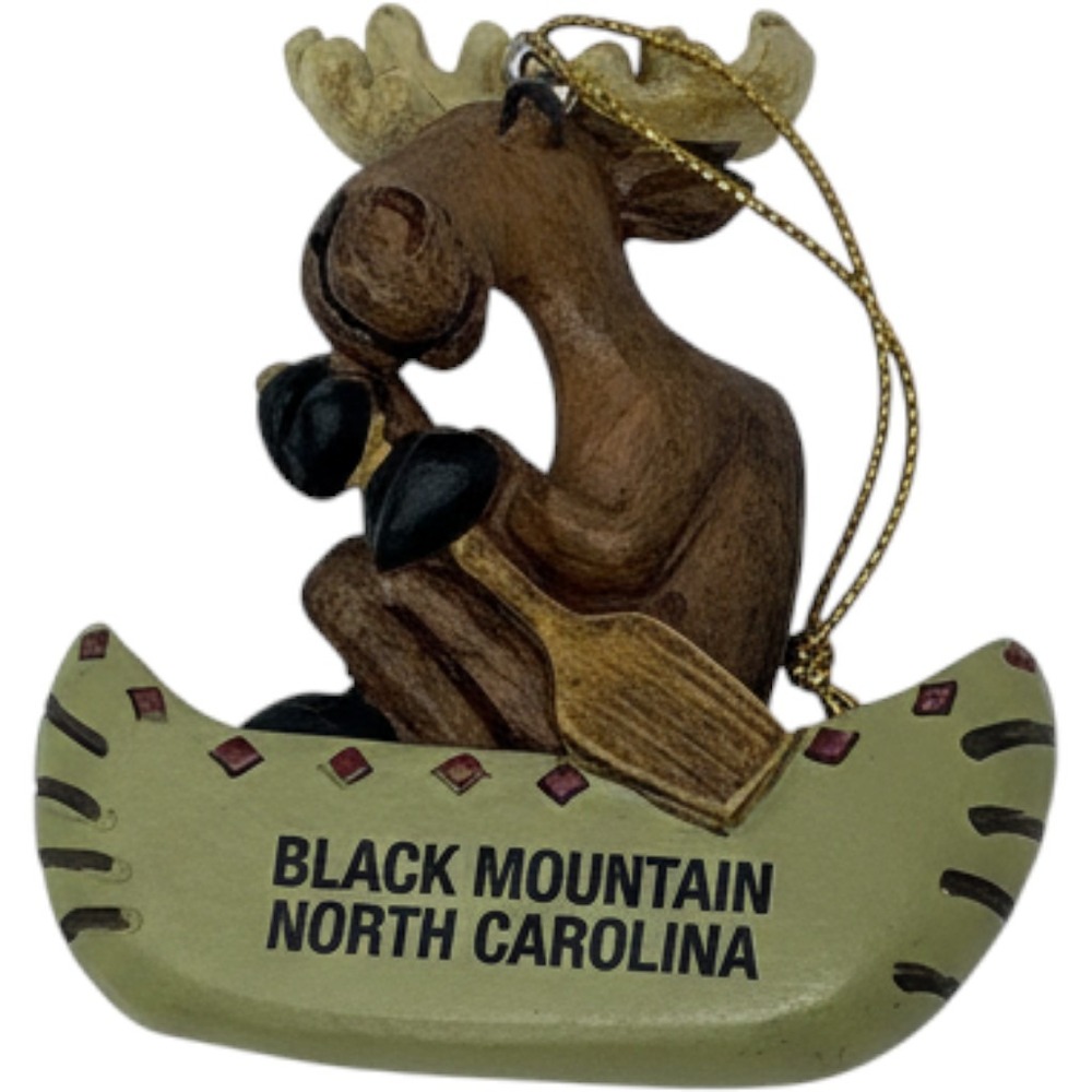 Black Mountain North Carolina Moose in Canoe‎ Souvenir Christmas Ornament Resin